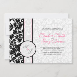 Invitación Boda elegante de damascos blancos y negros