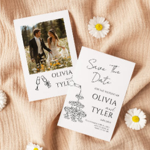 Invitación Boda elegante de dibujo a mano