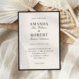 Invitación Boda elegante de dinero antiguo en negro y marfil