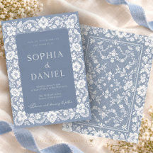 Boda elegante de encaje floral azul polvoriento