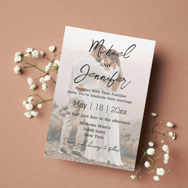 Invitación boda elegante de escritura a mano minimalista (Subido por el creador)