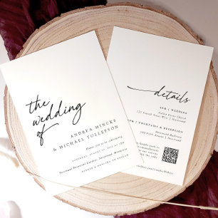 Invitación Boda elegante de escritura moderna todo en uno