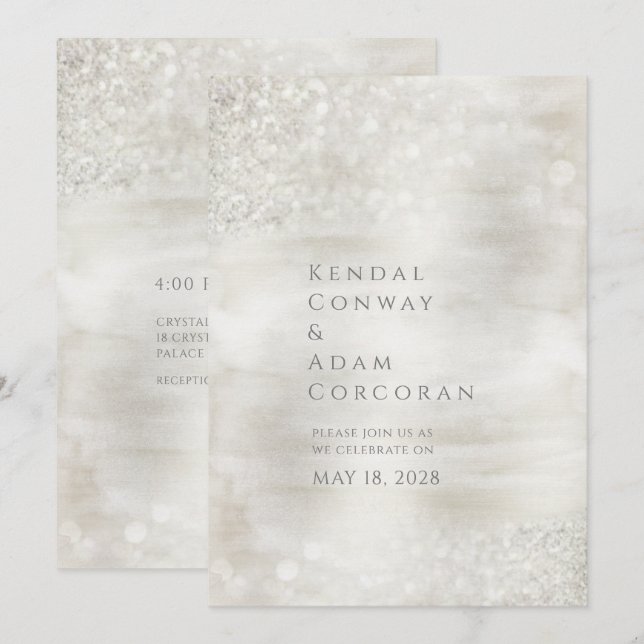 Invitación Boda elegante de esparkling elegante de Crystal Ri (Anverso / Reverso)