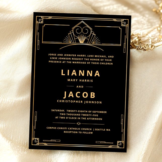 Invitación Boda elegante de estilo Art Decó Vintage (Subido por el creador)