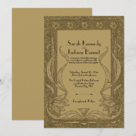 Invitación Boda elegante de estilo Art Nouveau de oro