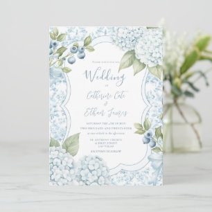 Invitación Boda elegante de flor azul Hydrangea azul