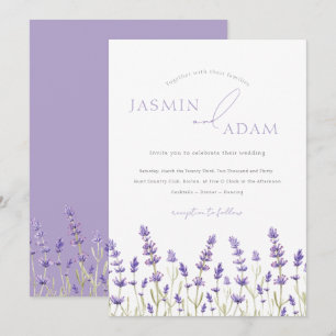 Invitación Boda elegante de flor silvestre de lavanda minimal