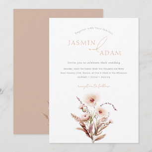 Invitación Boda Elegante de Flor Silvestre Neutral
