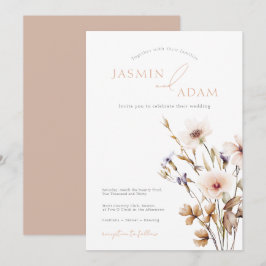 Invitación Boda Elegante de Flor Silvestre Neutral