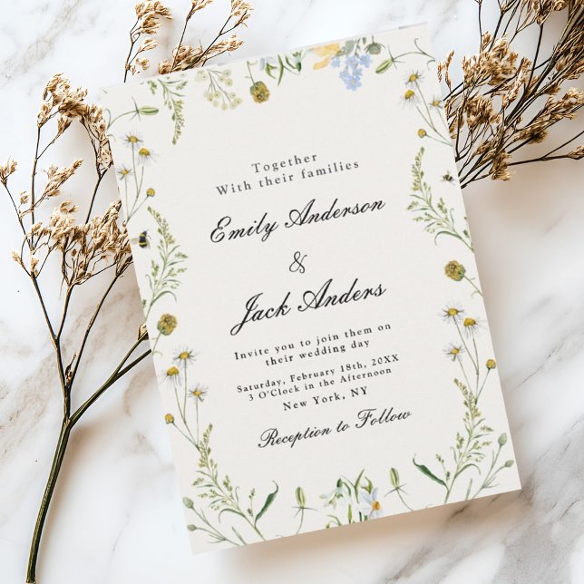 Invitación boda elegante de flor silvestre primavera (Subido por el creador)