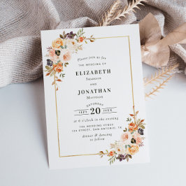 Invitación boda elegante de floración de otoño