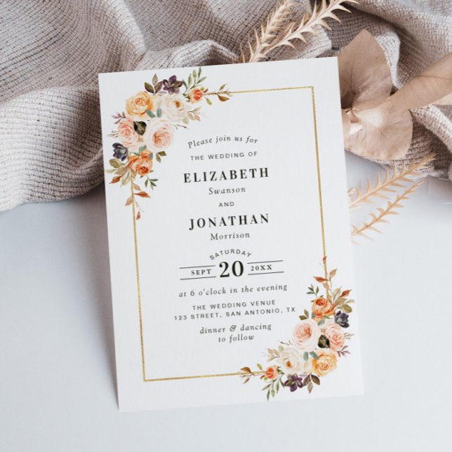 Invitación boda elegante de floración de otoño (Subido por el creador)