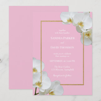 Invitación boda elegante de florecimiento de orquídeas blanca