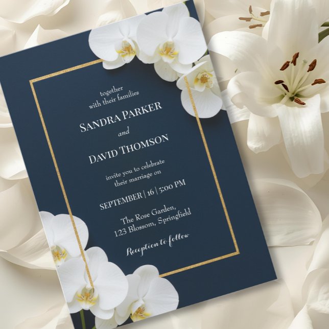 Invitación boda elegante de florecimiento de orquídeas blanca (Subido por el creador)