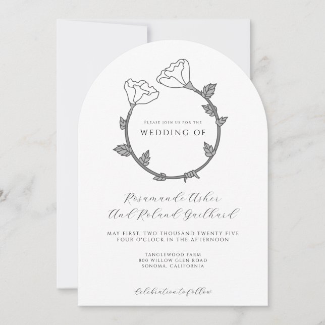 Invitación Boda elegante de flores (Anverso)