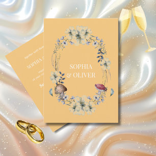 Invitación Boda elegante de flores amarillas y flores de hong