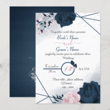 boda elegante de flores azul marino y rosa