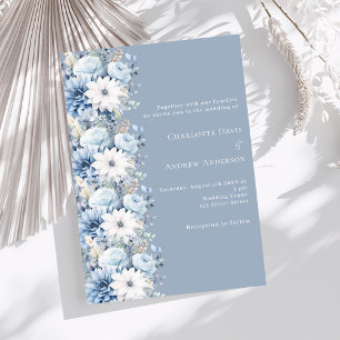 Invitación Boda elegante de flores azules y polvorientas