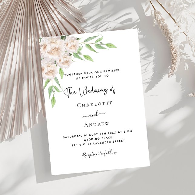 Invitación Boda elegante de flores blancas (Subido por el creador)