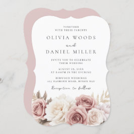 Invitación Boda elegante de flores blancas y Rubor
