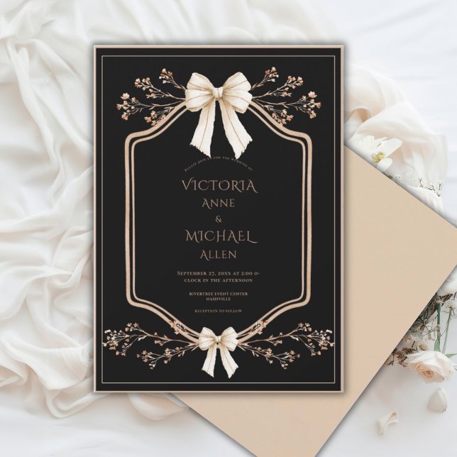 Invitación Boda elegante de flores con marco beige (Subido por el creador)