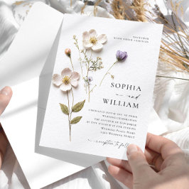 Invitación Boda elegante de flores de Boho pastel presionado