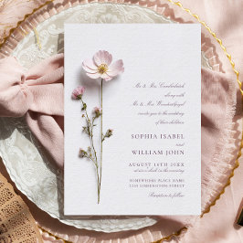 Invitación Boda elegante de flores de Boho pastel presionado