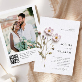 Invitación Boda elegante de flores de Boho pastel presionado