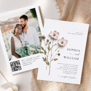 Invitación Boda elegante de flores de Boho pastel presionado