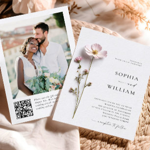 Invitación Boda elegante de flores de Boho pastel presionado