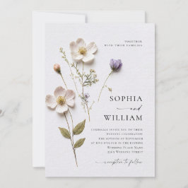 Invitación Boda elegante de flores de Boho pastel presionado