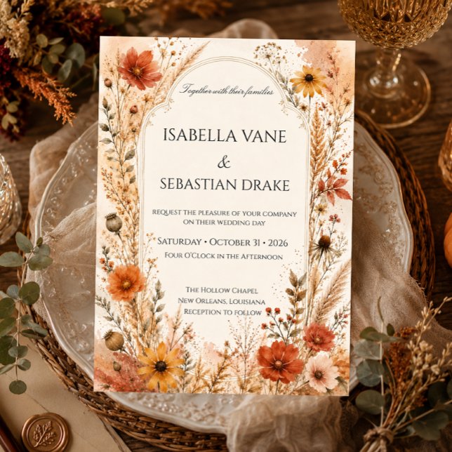 Invitación Boda elegante de flores silvestres de otoño (Subido por el creador)