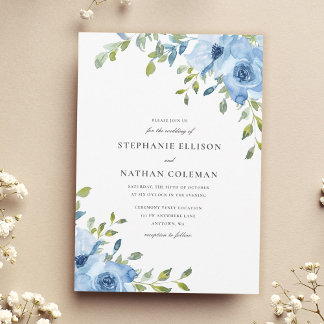 Invitación Boda elegante de flores verdes azules