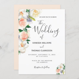 Invitación Boda elegante de florines blancos de Rubor