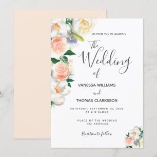 Invitación Boda elegante de florines blancos de Rubor