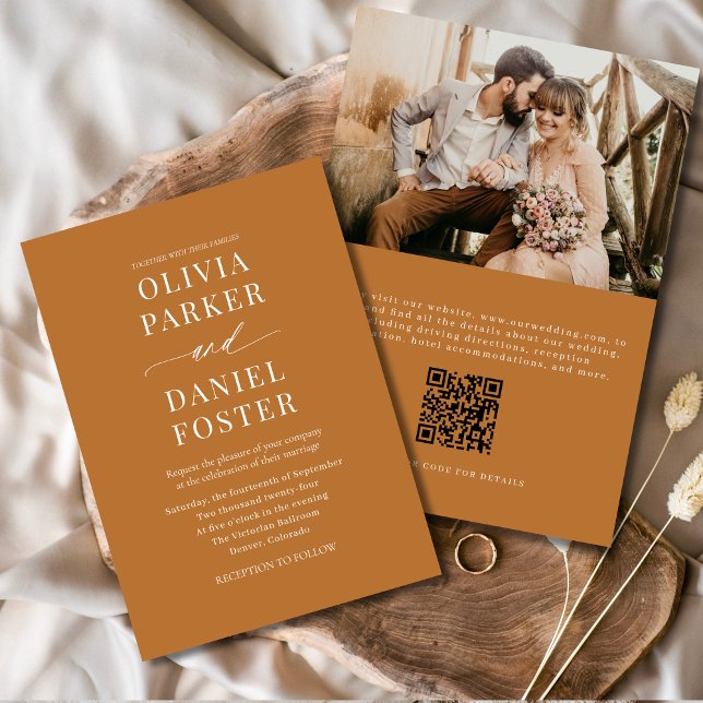 Invitación Boda elegante de fotografía del código QR del cobr (Subido por el creador)