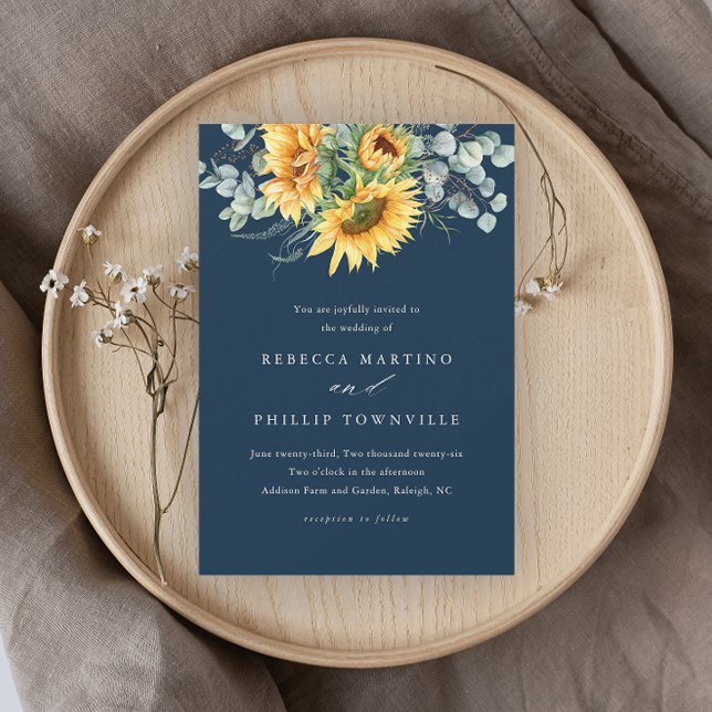 Invitación Boda elegante de girasol eucalipto rústico (Subido por el creador)