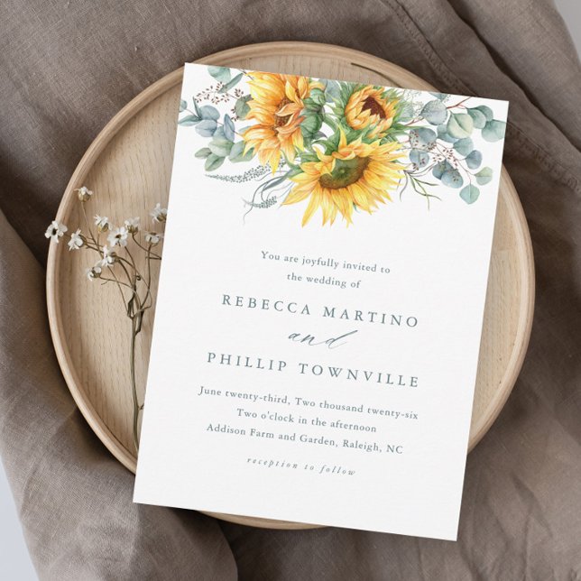 Invitación Boda elegante de girasol eucalipto rústico (Subido por el creador)