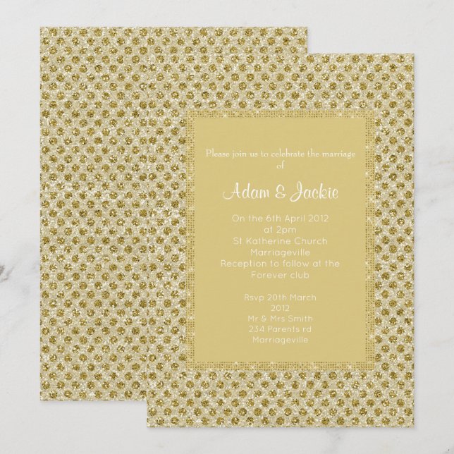 INVITACIÓN BODA ELEGANTE DE GOLD SPOT (Anverso / Reverso)