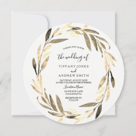 Invitación Boda elegante de hojas doradas