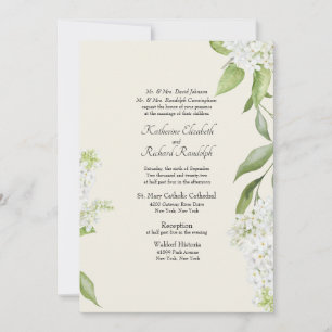 Invitación Boda elegante de hortensias blancas beige