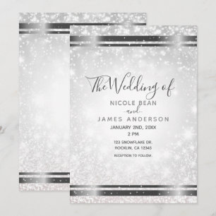 Invitación Boda elegante de invierno con destellos blancos