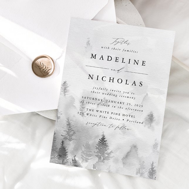 Invitación Boda elegante de invierno en el bosque gris (Subido por el creador)