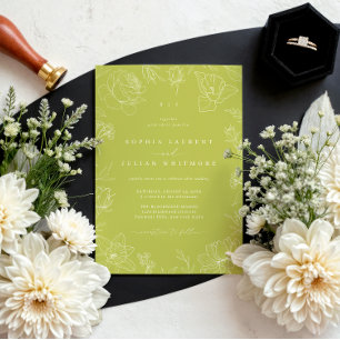 Invitación Boda elegante de jardín floral cítrico verde