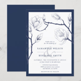 Invitación Boda Elegante De La Armada Y Floral Blanca