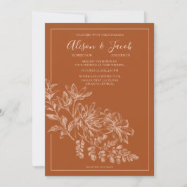 Invitación Boda elegante de la cordillera floral de Terra Cot