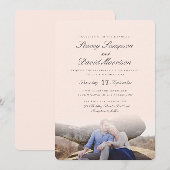 Invitación Boda elegante de la foto (Anverso / Reverso)
