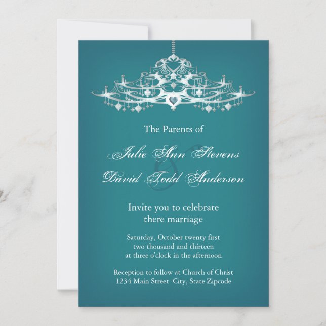 Invitación Boda elegante de la lámpara de araña (Anverso)