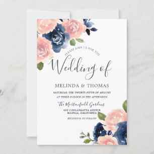 Invitación Boda elegante de la Marina Botánica y las Flores R