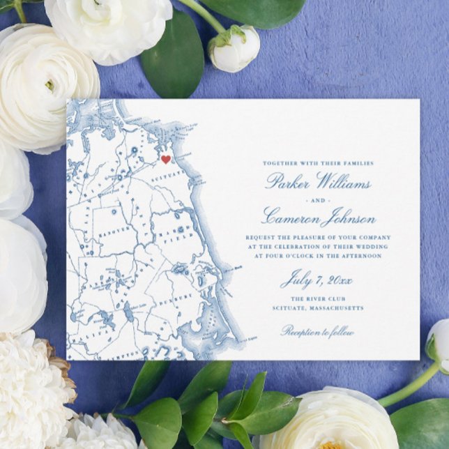 Invitación Boda elegante de la marina de Scituate Massachuset (These Scituate Massachusetts wedding invitations are perfect for a South Shore destination wedding)